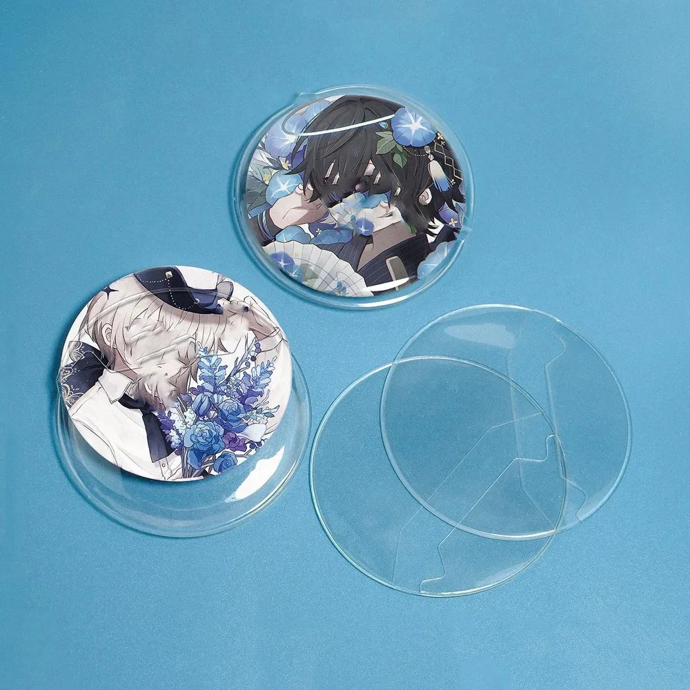 5PCS Transparent Badge Display Sleeve Round Card Storage Case Anime Badges Decoration PVC Protector