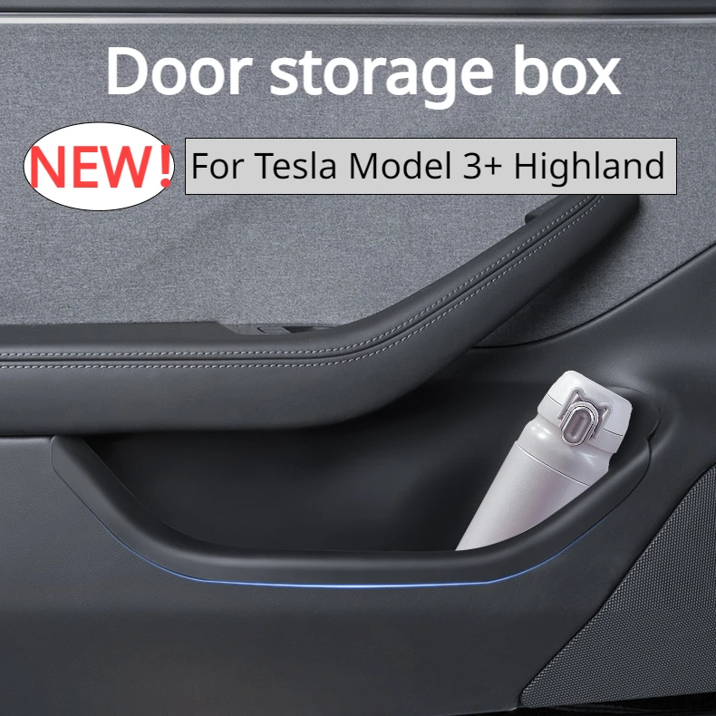 

Door Storage Box for Tesla Model 3+ Door Handle Armrest Tray Organizer Silicone Full Cover New Model3 Highland 2024 Accessories