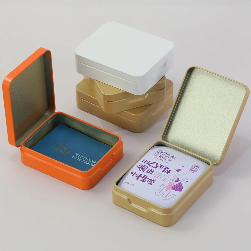 Tinplate Storage Box Metal Storage Box  White Tea Box  Candy Storage Tin Can Packing Case Portable Container Multifunctional