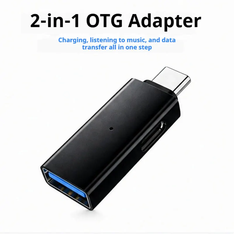 USB-C to USB  OTG Adapter with PD 10W Charging – Supports Data Transfer, Digital Audio, and Simultaneous Charging