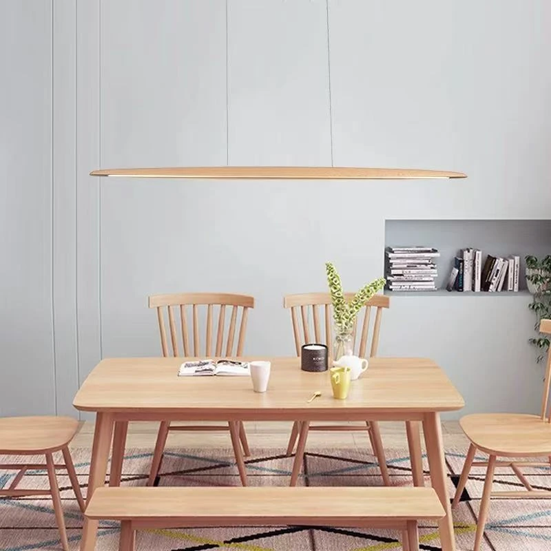 2026 Wood Pendant Light LED Wooden Hanging Lamp LED Pendant Linear Light Wood Long Kitchen Island Lamp For Dining Living Room Of view 3