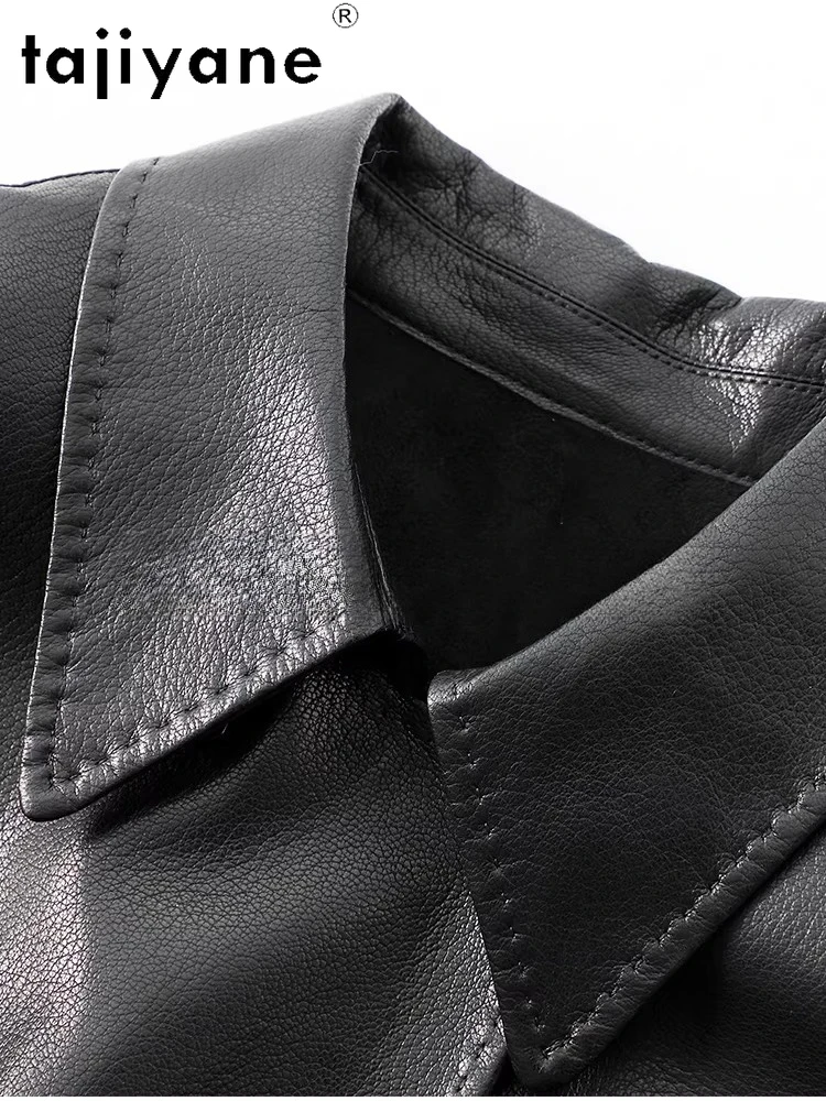 TAJIYANE 100% Top-grain Schapenvacht Leren Jas Vrouw Korte Echte Lederen Jassen Casual Dames Jas 2025 Herfst Vrouwen Kleding Byd