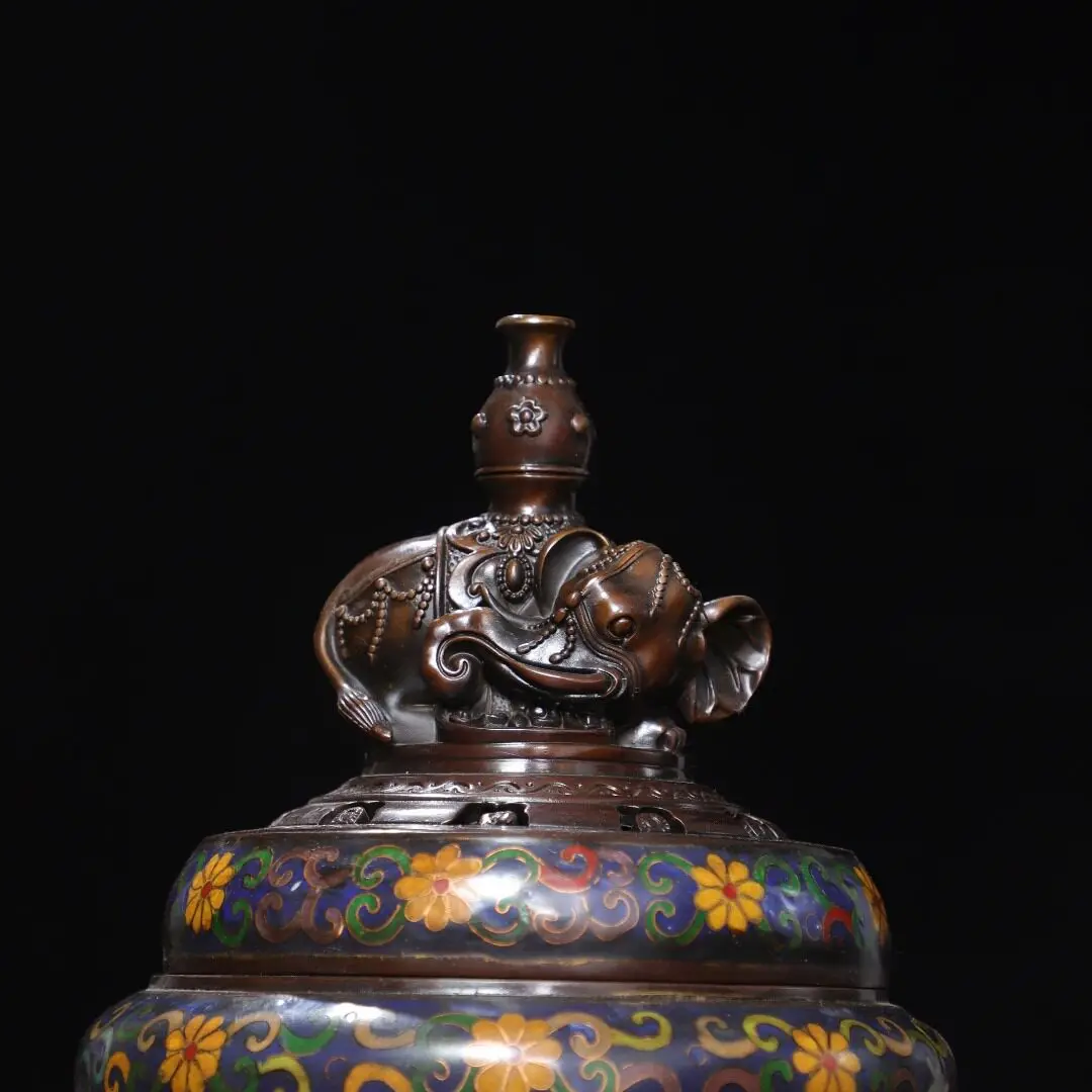 Cloisonné Brass Incense Burner Censer Filigree Enamel Home Altar Desktop Vintage Decor