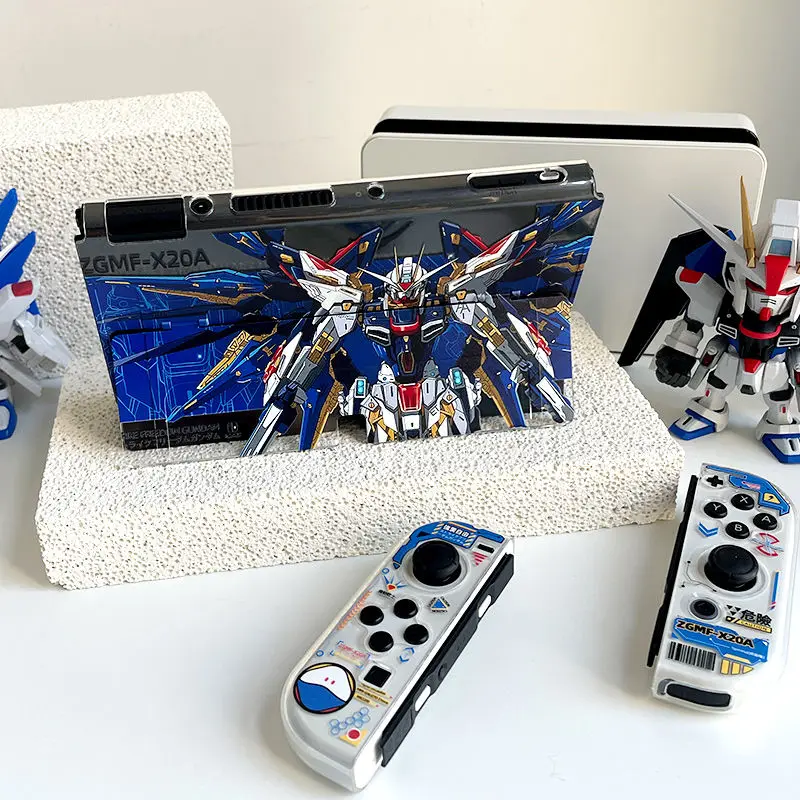 Gundam capa protetora para interruptor criatividade translucidez habitação protetora capa fina pele ns switch oled acessórios de jogo