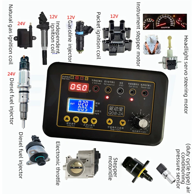 QDB-2A samochodowy Tester napędu siłownika cewki zapłonowej wtryskiwacz zawór bezczynności silnik silnika krokowego detektor usterek