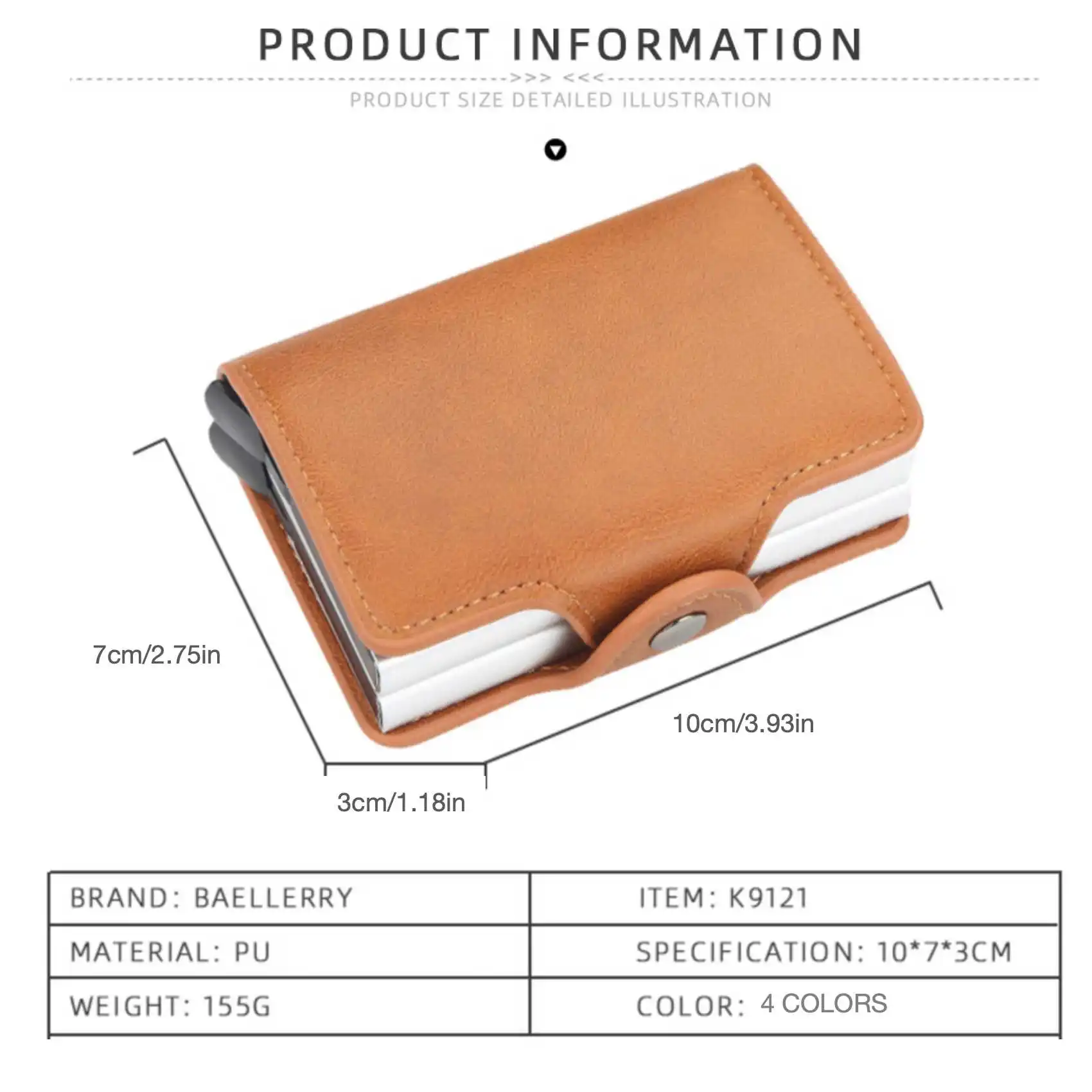 Automatic Pop-Up Double Aluminum Case Card Sleeve Buckle Men's Short Wallet Large Capacity Card Holder image 6