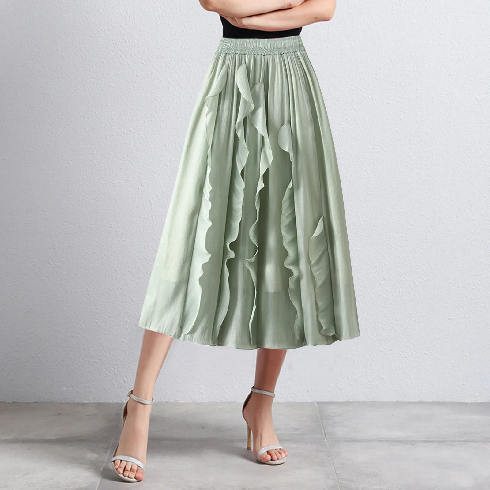 

Women's Fashion Irregular Flanged Skirt High Waist Slim A Line Skirt Trailer Skirting