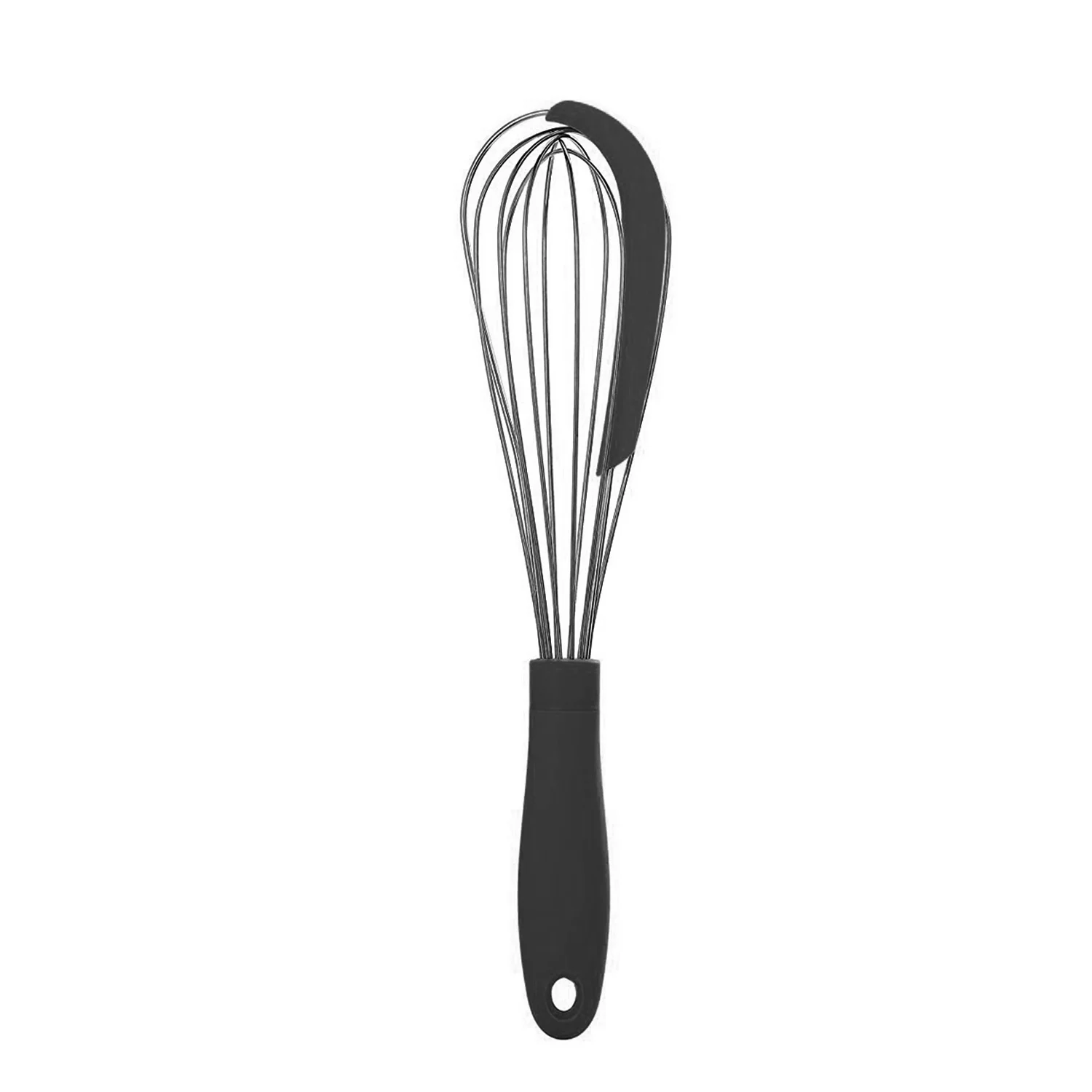 304 Stainless Steel Balloon Whisk with Silicone Scraper - Elegant Handle & Thick Wire Balloon Whisk for