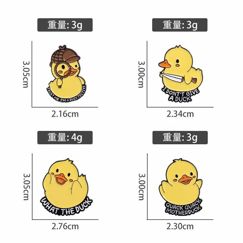 Animal Brooch Cartoon Little Yellow Chicken Duck Set Metal Badge Small Gift Wholesale Lapel Pins for Clothes Decorative Brooches