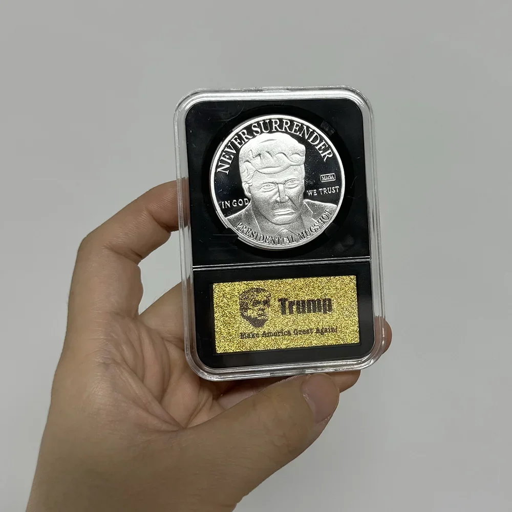 10pcs Donald Trumb Shooting 2024 Silver Plated Coins Includes anti-counter Silver commemorative Coin badge in case