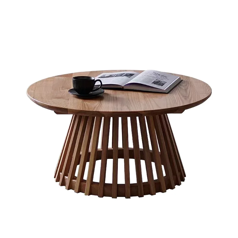 

Living room solid wood coffee table small round table small apartment suitable for hotels and hotels