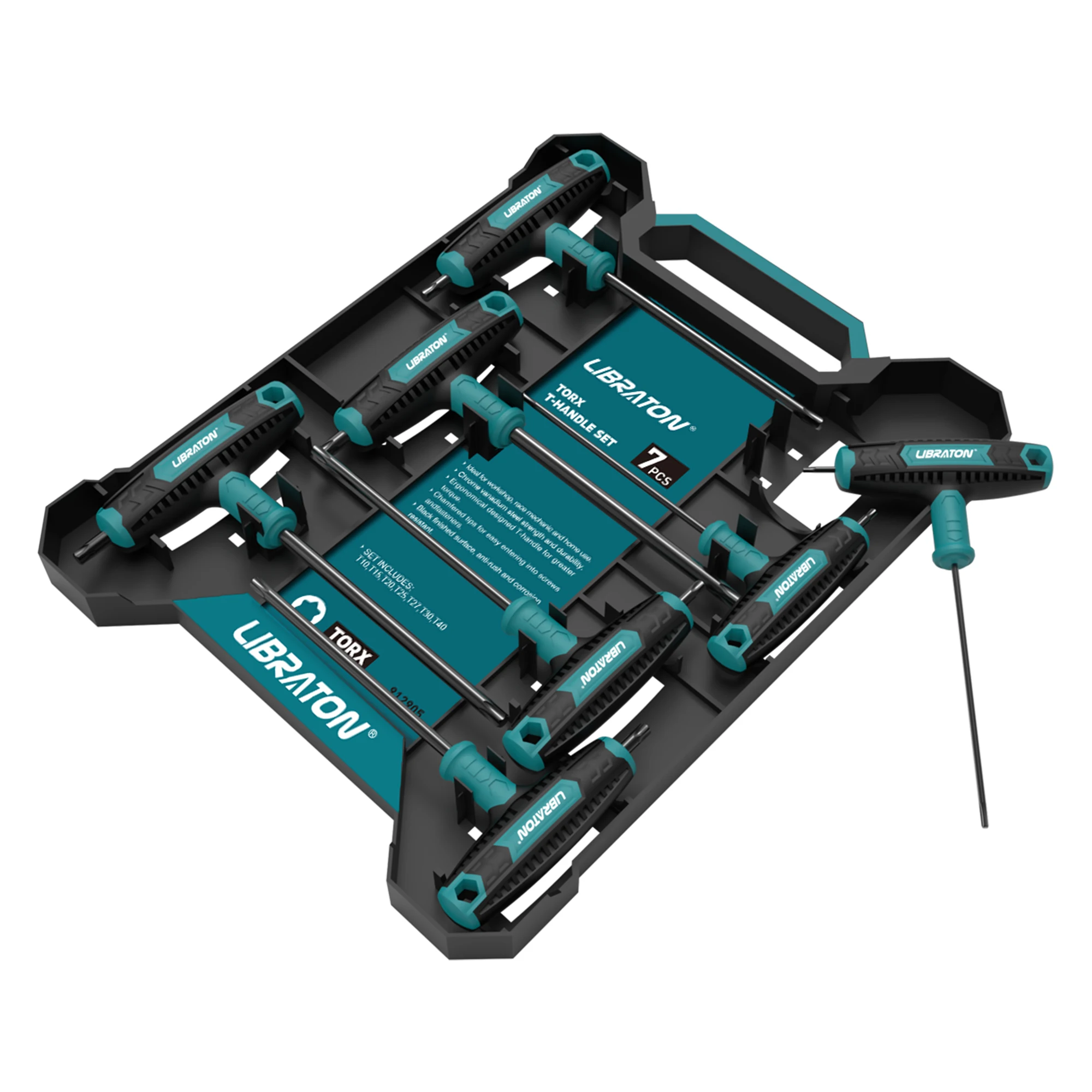 LIBRATON T 핸들 렌치 세트, T 핸들 Torx 키 세트, 2 팁 디자인 T10-T40, 보관함 포함 Torx 나사에 적합, 7 개