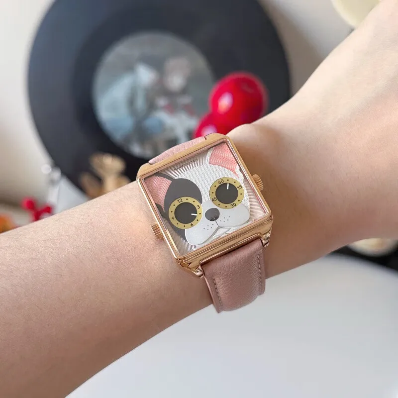 Happie Watch Watch new product Golden dog Square Quartz Watch, niche light luxury trend watch, birthday gift