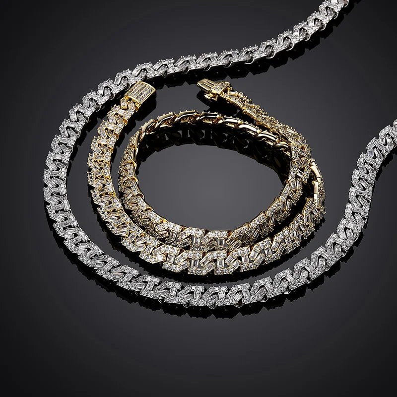 

Хип-хоп 3A+ CZ Stone Paved Bling Ice Out 9 мм Кофейные зерна Твердые геометрические звенья-цепочки-чокеры Ожерелье для мужчин Ювелирные изделия рэпера