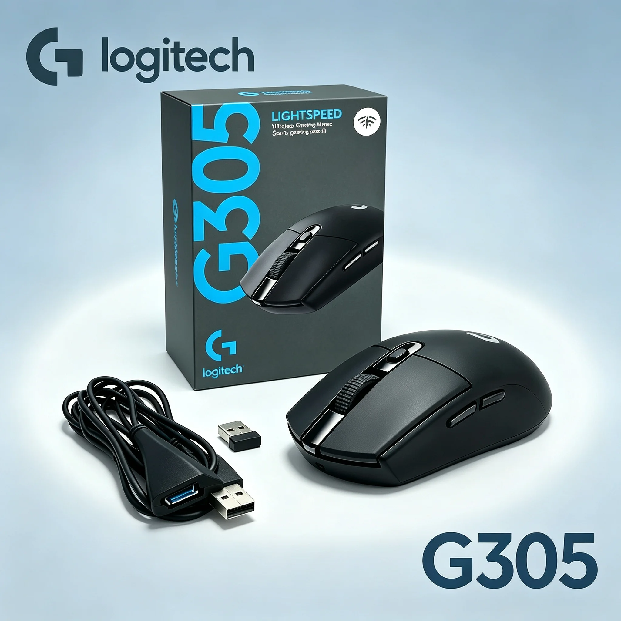 Logitech G305 2.4G Portable Gaming Mouse With Transfer Adapter Cable Wireless Ergonomic Mice For Desktop Notebook Office Leisure