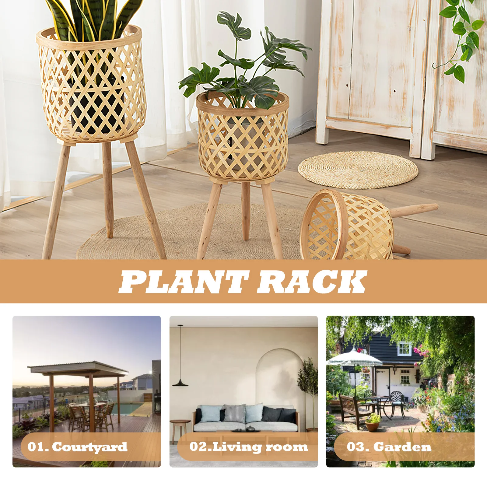 

Bamboo Woven Flower Basket Rattan Plant Stand For Home Decoration Desktop Flower Pot Nordic Style Arranging