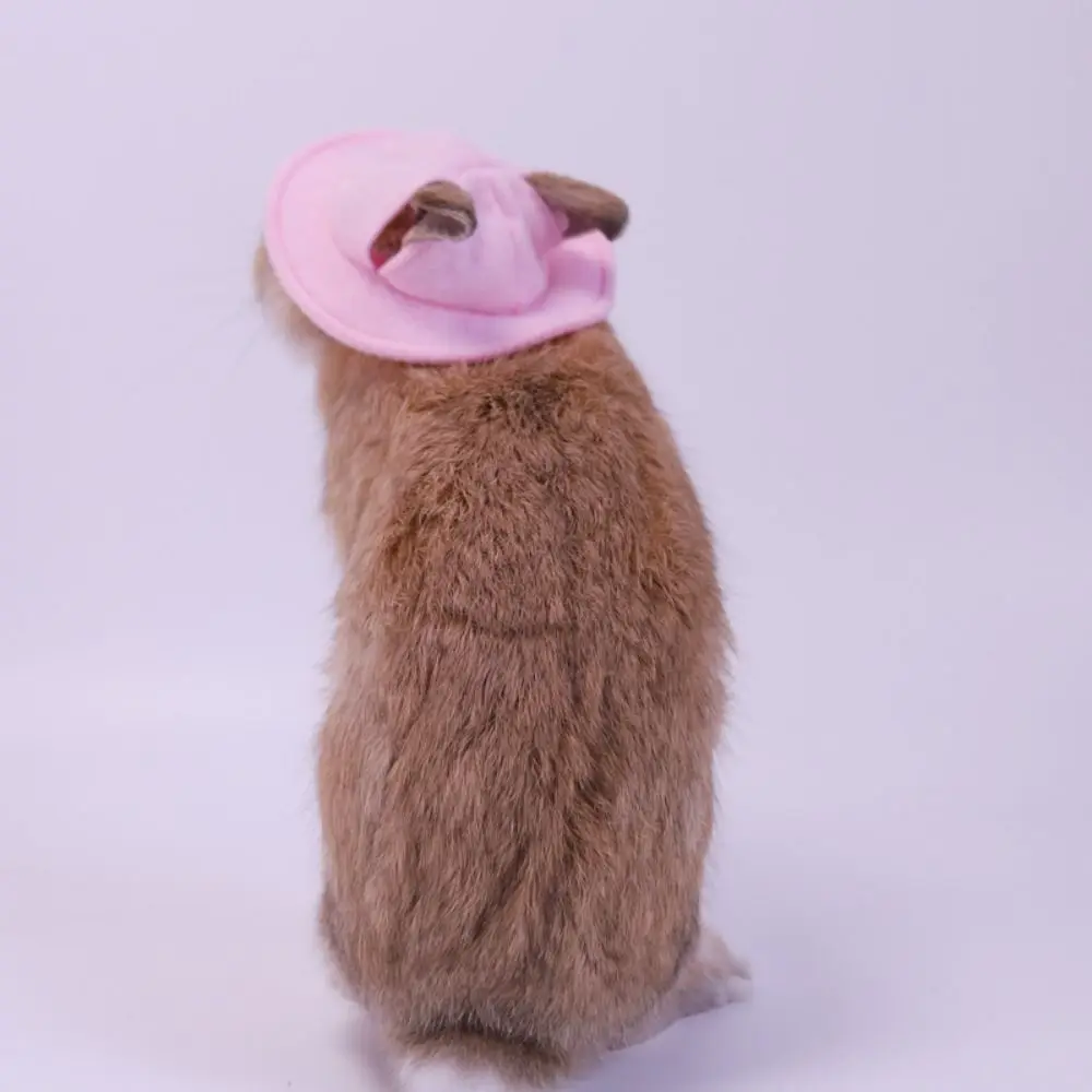 

Felt Small Animals Bucket Cap With Ear Holes Pet Clothing Accessories Hamster Fisherman Hat Lightweight Breathable