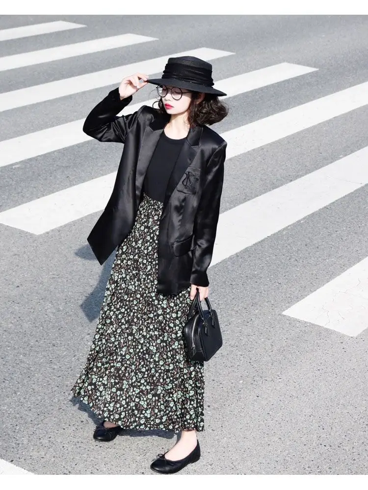 2026 Faldas Mujer De Moda Vintage Skirt Women's Clothing High Waist A-line Floral Print Jupe Summer Long Skirts Chic Korean Saia