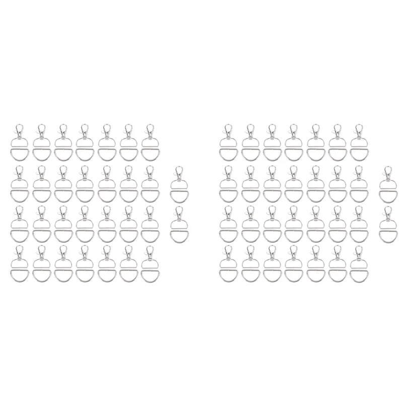 AT29-120Pcs Swivel Snap Hooks And D Rings For Lanyard And Sewing Projects (1 Inch Inside Width)