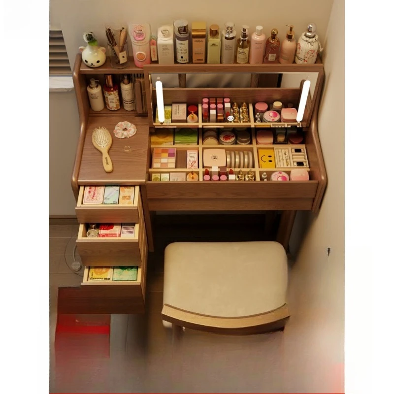 Solid wood flip dresser hidden mirror bedroom second-hand small makeup table