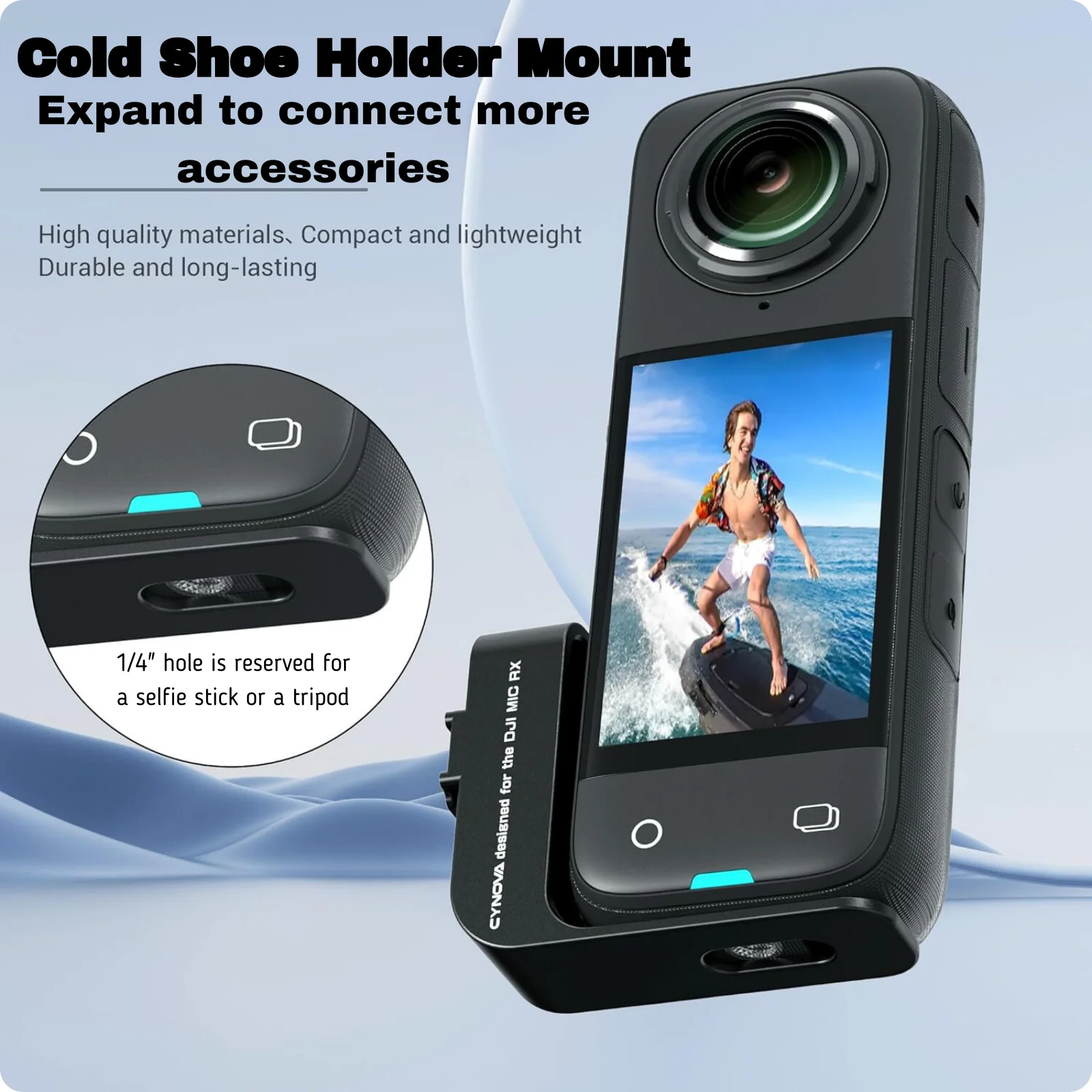CYNOVA Cold Shoe Mount Audio Mic Adapter Microphone Receiver