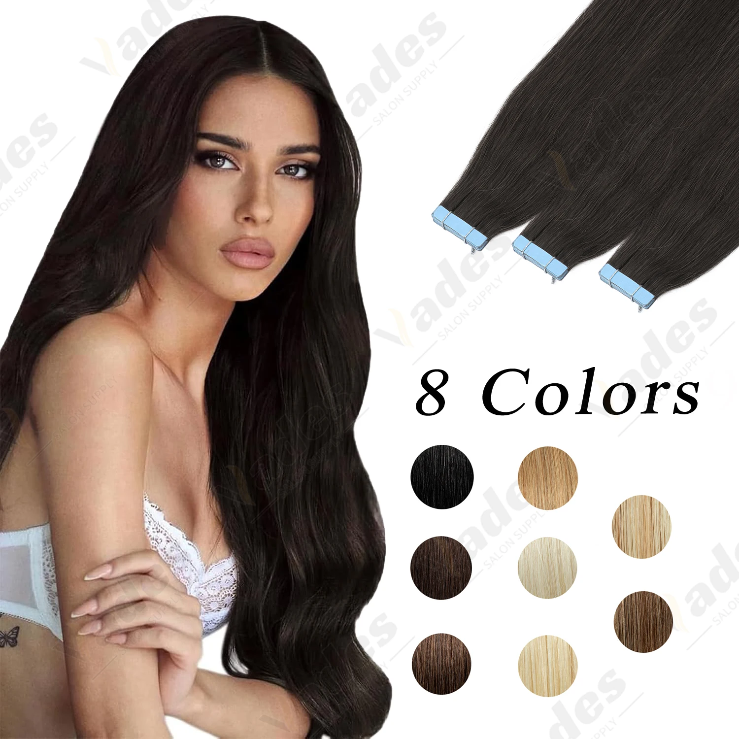 VEDES شريط شعر في وصلات الشعر شعر بشري حقيقي غير مرئي وصلات شعر ريمي شريط إضافي للنساء 20 قطعة 50 جرام 16-22 بوصة #1