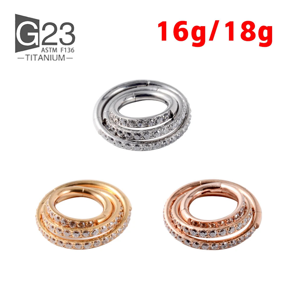 Pendientes de aro de titanio F136 para mujer, anillo de nariz, botón perforado, joyería de cartílago de circón de lujo para el cuerpo, 10 piezas/50 piezas