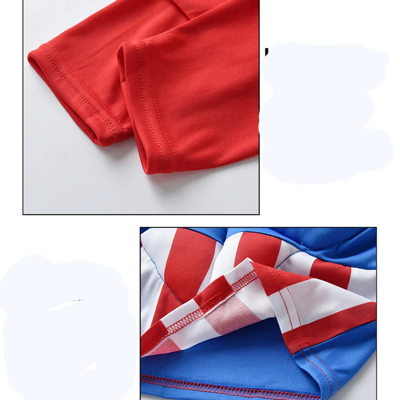 Kids Captain America Cosplay Costume Party Christmas Muscle suit Captain America Children's Suit Boys Girls  Tops Pants Set image 3