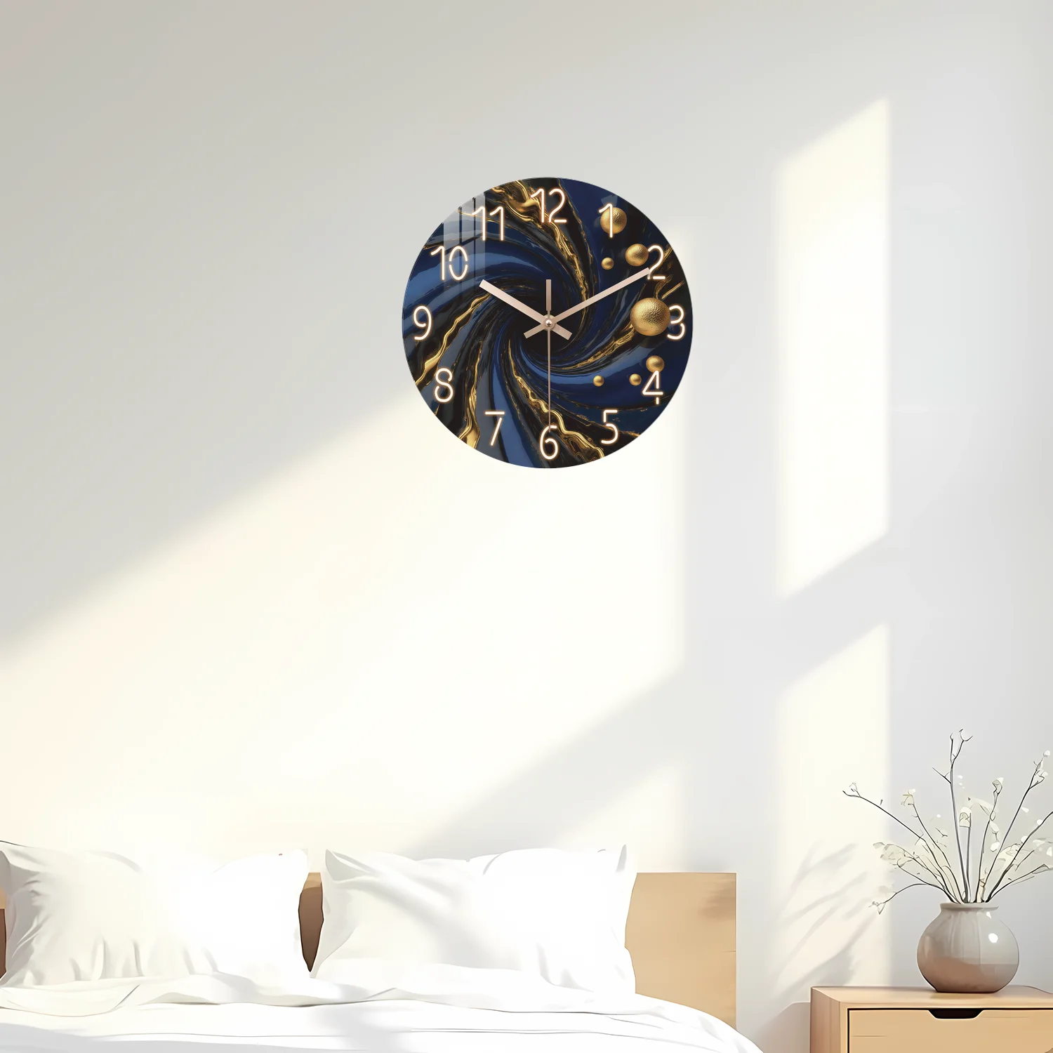 Luxurious Abstract Art Wooden Wall Clock, 10-24inch Silent Wall Clocks, Aa Battery Powered, Suitable for Living Room, Bedroom, Office Space, (Mother's Day, Easter, April Fool's Day), (Battery Not Included)