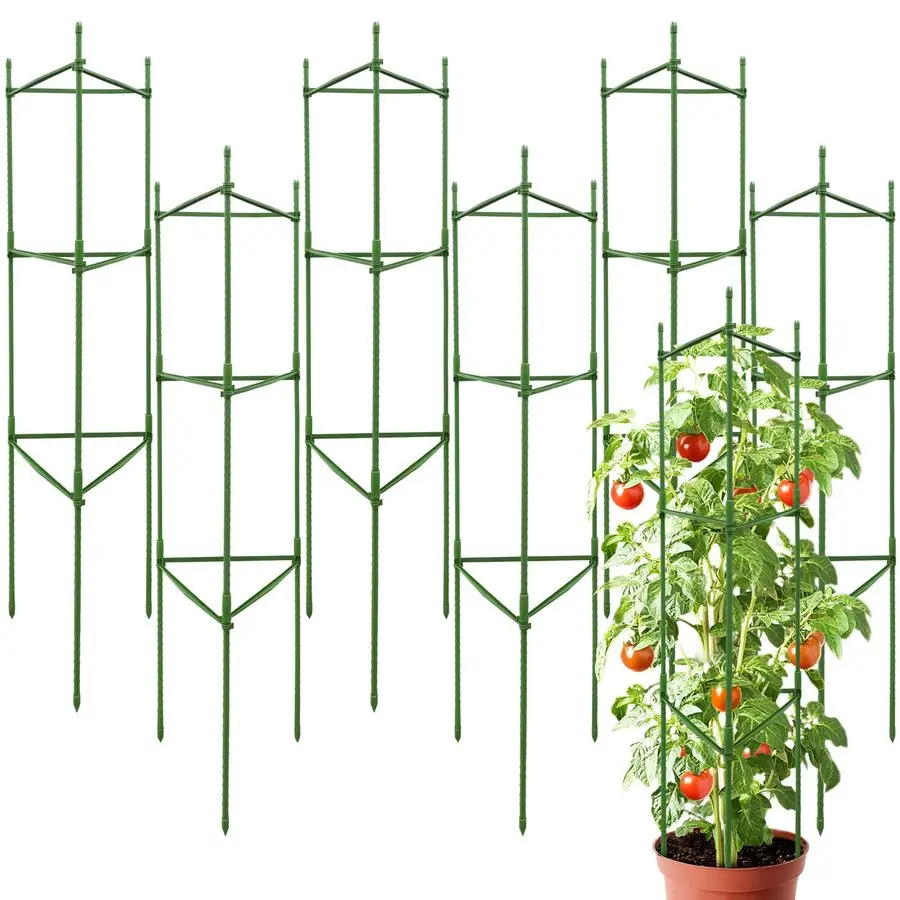 

Набор из 48-дюймовых опор для томатов для сада, треугольные металлические подставки для растений с антикоррозийным покрытием, прочные решетки для томатов для огорода
