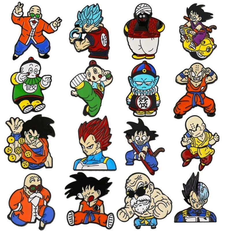 Pin de solapa de Anime de Dragon Ball Wukong para mujer, broche de esmalte para mochila, insignias de dibujos animados de Super Saiyan One, regalos de joyería de moda