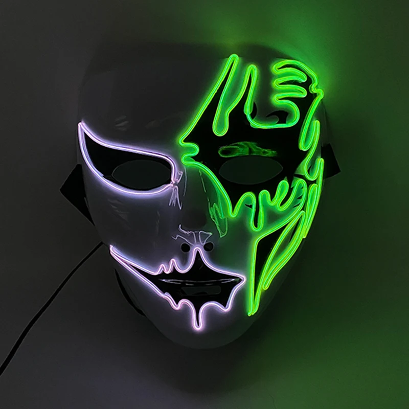 Melbourne Shuffle Rave Tanz Leuchtende Maske Handgezeichnete Gemusterte Leuchtmaske für Jugendliche Coole Halloween Cosplay Performance Requisiten – Detail 14