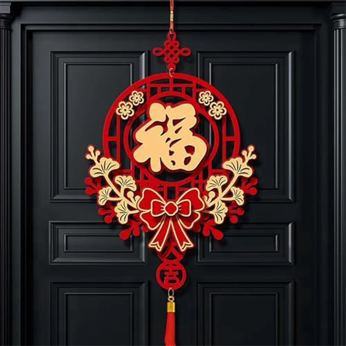 Chinese New Year Door Decorations 2024 Dragon Red Hanging Chinese Knot Wealth Luck Ornaments, Spring Festival New Year