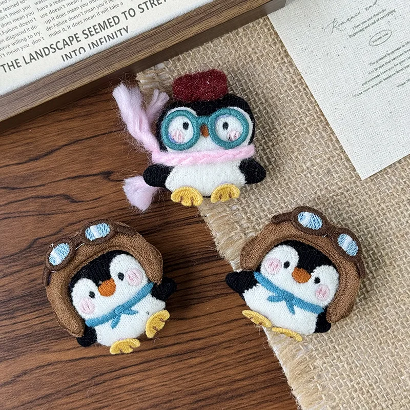 Fabric Brooch Cute Cartoon Penguin Design Premium Bag Charm Decorative Pin for Backpack Purse Clothing Eco Friendly Lightweight