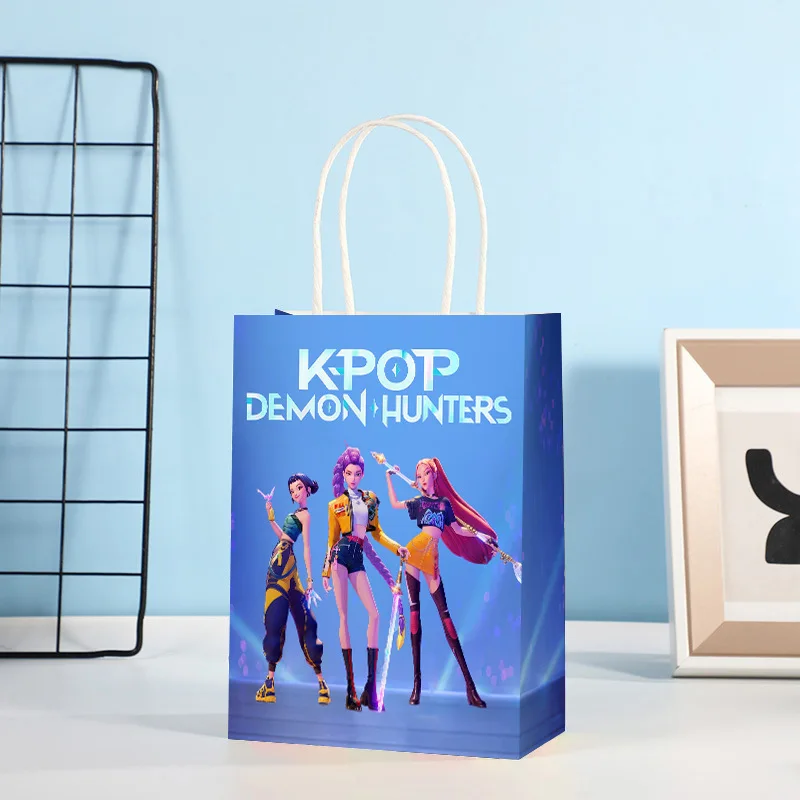 12pcs Cartoon storage bag paper gift bag with handle suitable candy and small gift bags during festivals and parties sealable gi view 2