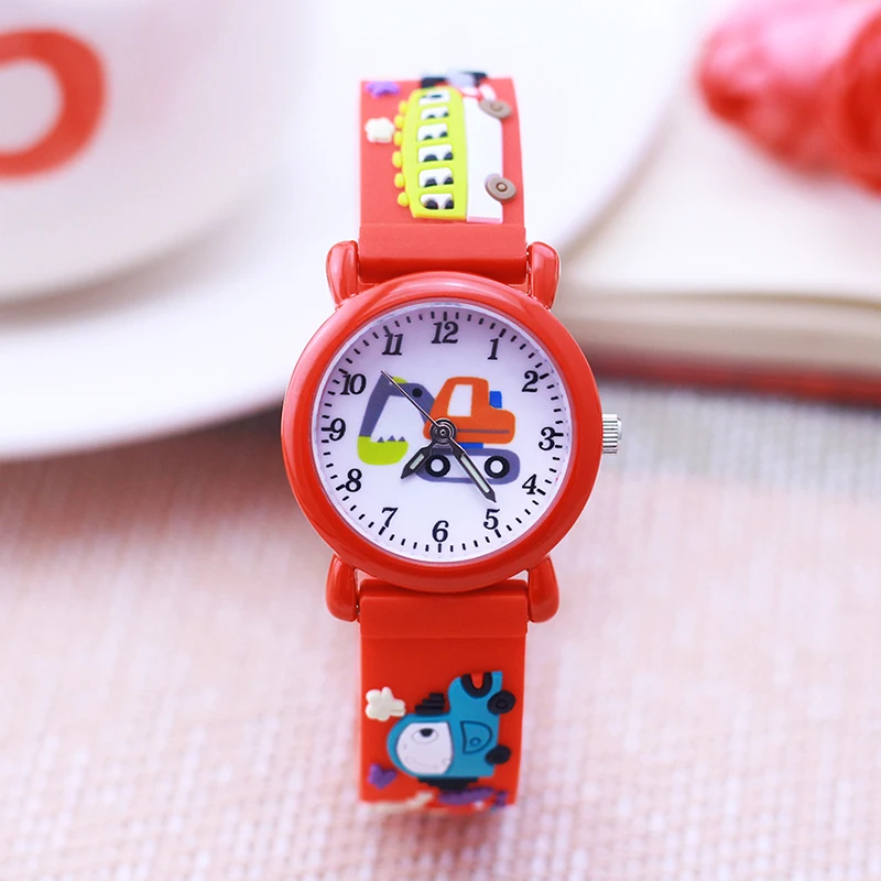 new children's boys girls fashion cool Excavator car cartoon quartz wrist watches little kids students birthday holiday gifts