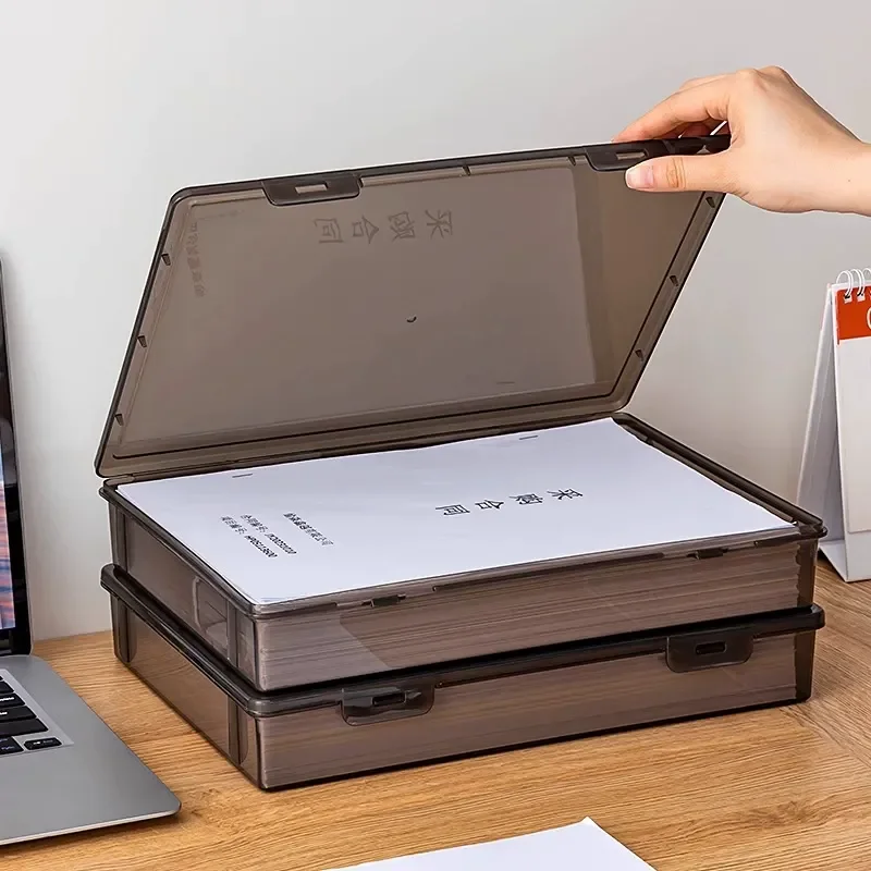 

Dust Proof A4 File Tray Document Organizer Black Transparent Simple Storage Box Certificate File Box Container For Organization