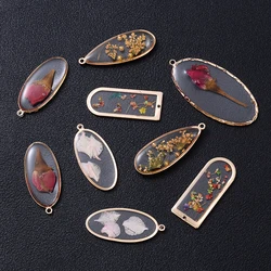 2Pcs Fashion Dired Flowers Pendant Charms for Jewelry Making Oval Pendant Charms for Necklace Bracelet Accessories Wholesale