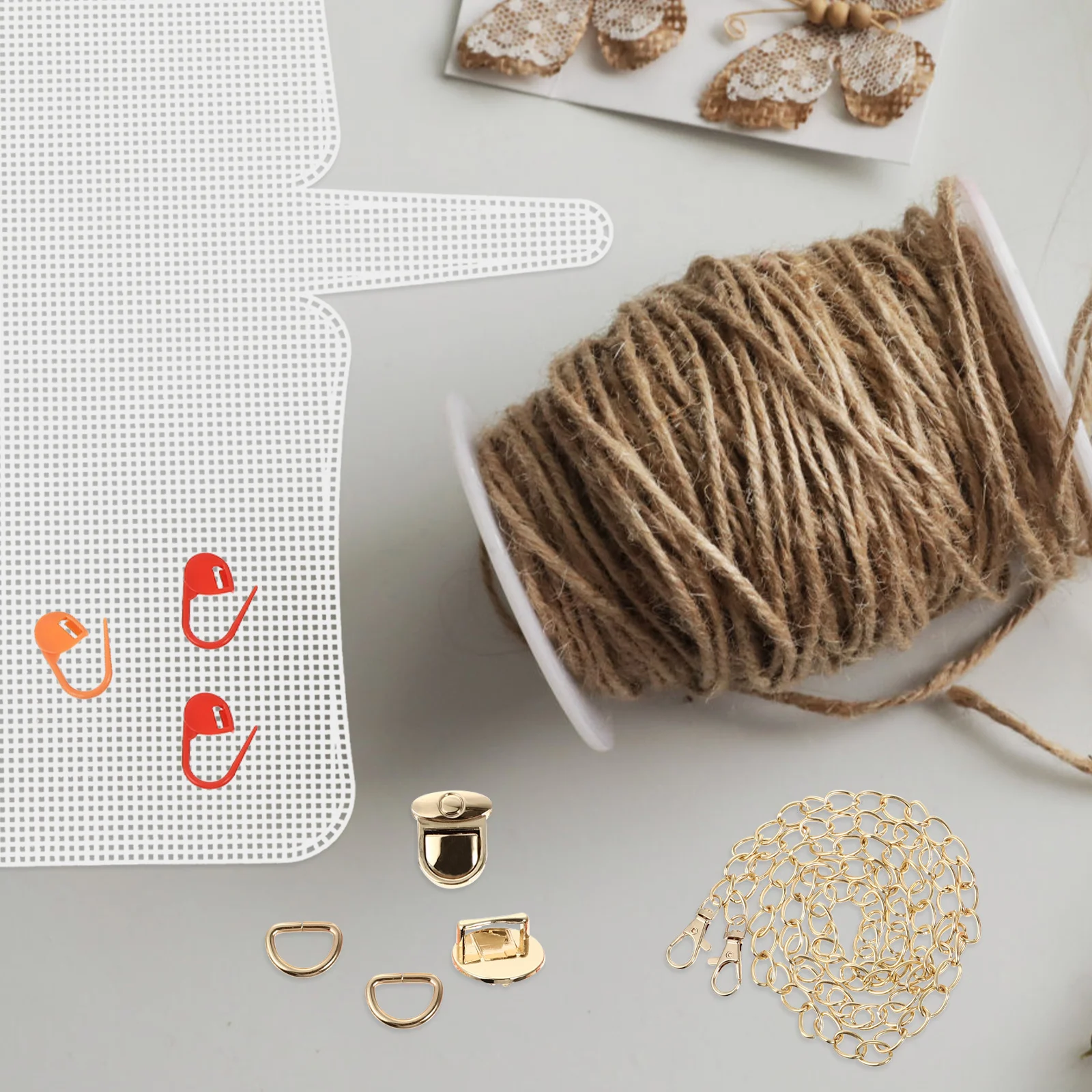 

1Set DIY Woven Bag Plate Premium Plastic Alloy Knitting Weaving Grid Sheet Crochet Embroidery Cross Stitch Sewing Projects