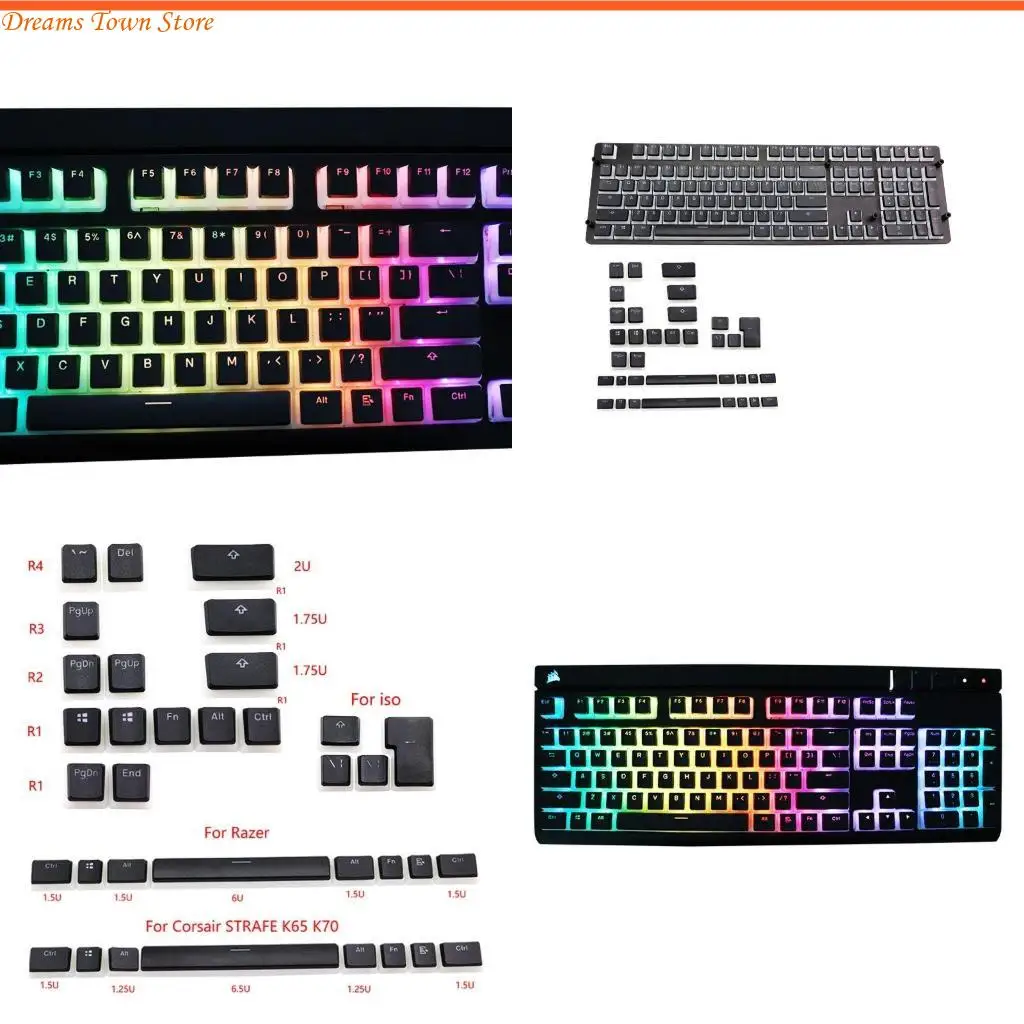 

HX6A PBT Doubleshot Keycap OEM Back Light for Mechanical Keyboards Black GH60