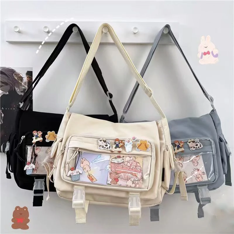 Japanese Style Kawaii Itabag for Dolls Large Handbags New Nylon School Bags for Teenage Girls Tote Shoulder Bag JK Crossbody Bag