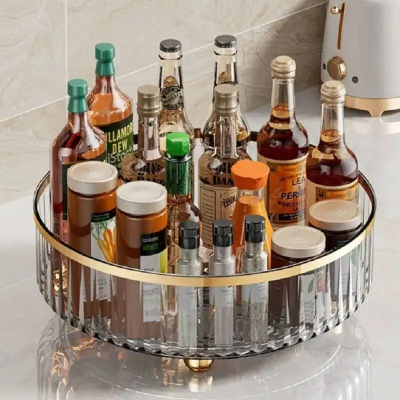 

Rotating Tray Spice Rack Pantry Cabinet Turntable With Base Bin Kitchen Organizer For Seasoning Cosmetic Storage Box