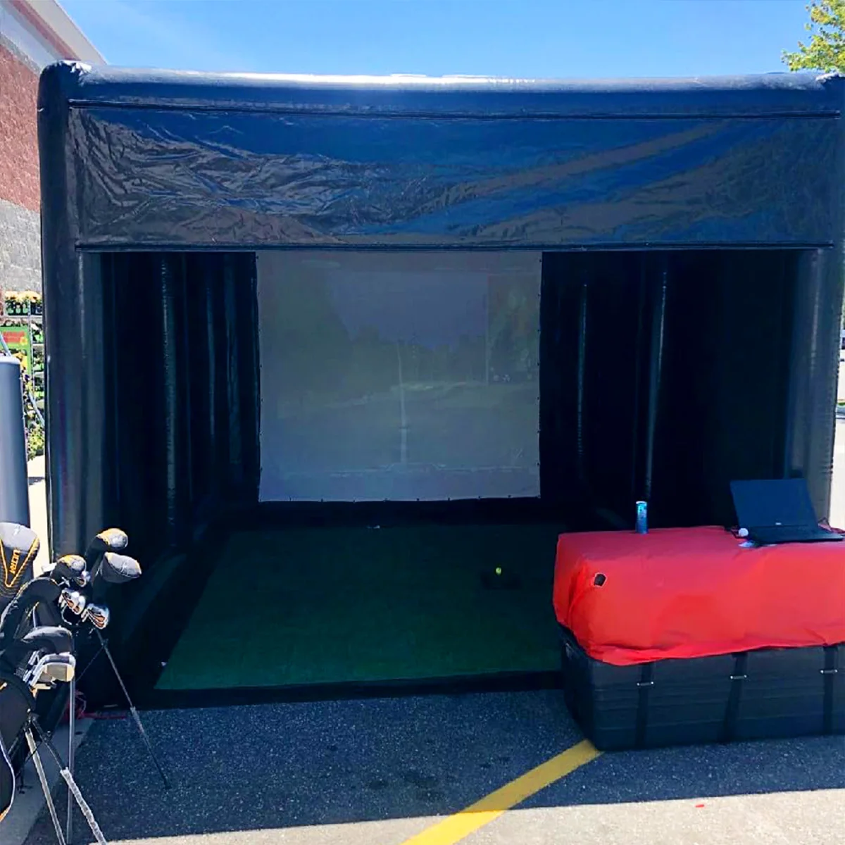 Inflatable Golf Simulator Cage Tent Outdoor Indoor Golf Simulator Enclosure with Projection Screen, air Pump for Golf Training