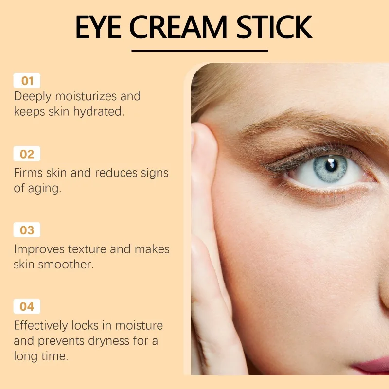 Turmeric Retinol Eye Cream Stick Deep Moisturizing Reduce Eyes Wrinkles Dark Circles Eye Bags Firming Lifting Brighten Eye Care