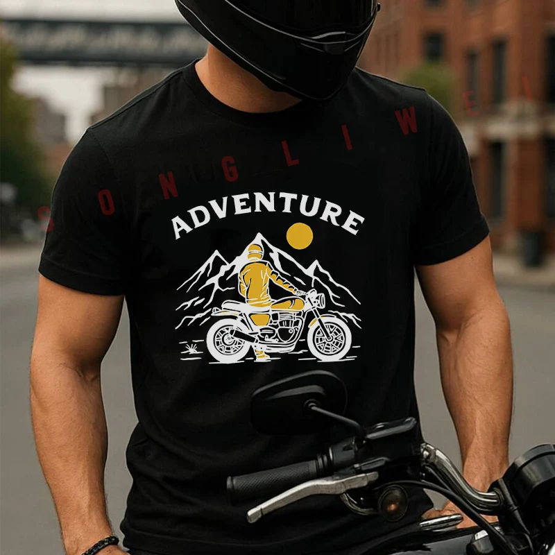 

Винтажная футболка для мотокросса Vintage Adventure Motocross Club, хлопковая однотонная мужская забавная футболка, повседневная одежда в стиле Харадзюку