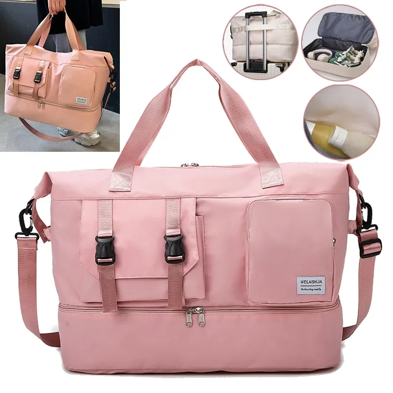 Bolsa de ombro impermeável para mulheres, bolsa Duffel, bolsa grande, separação seca e molhada, bolso para sapatos, natação, ioga, pacote de viagem, carry on