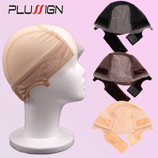 Plussign 4 * 5 Przezroczysta szwajcarska koronkowa czapka z uchwytem na perukę Antypoślizgowa czapka z wentylacją w części U do wykonywania peruk Nowa czapka do wykonywania peruk 1/3 szt.