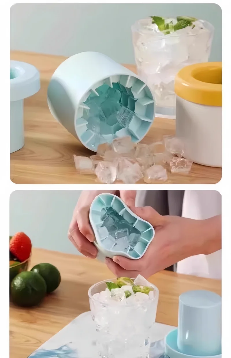 Food Grade Silicone Ice Bucket Cup Mold Quick Freeze Ice Cubes Tray Creative Design Whiskey Beer Maker for Home Bar - view 4