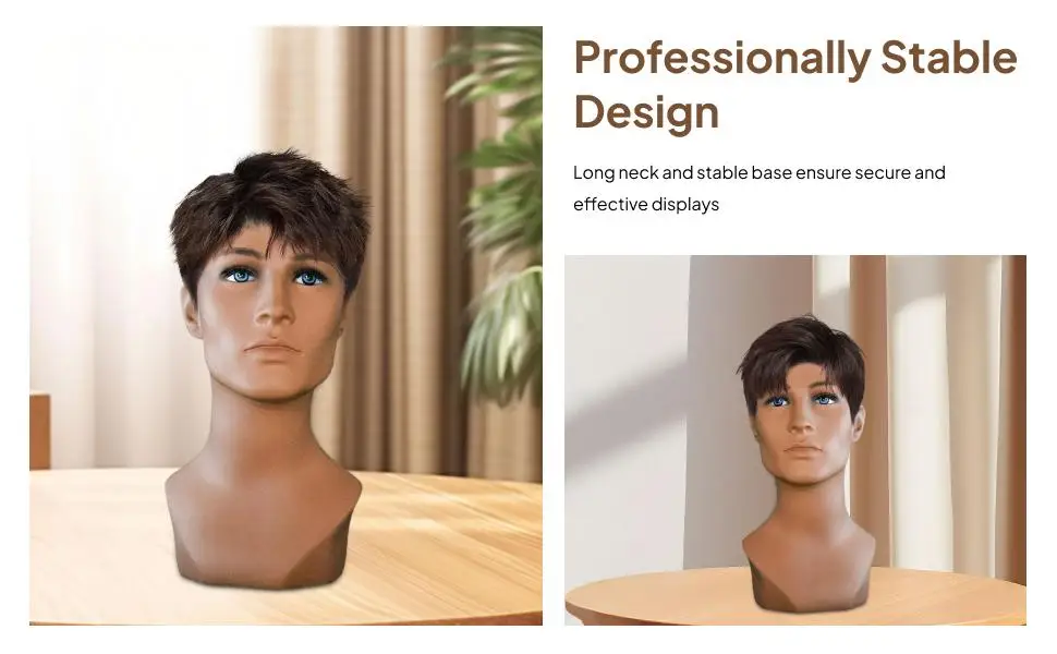 Cabeza de maniquí masculino cabeza de maniquí profesional, multifuncional, estante de exhibición de sombrero de PVC soporte de exhibición para gafas sombreros joyería