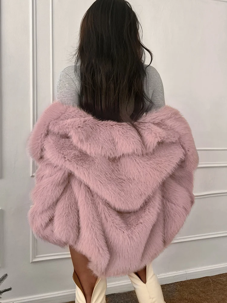 ZADORIN High Quality CHIC Winter Coats for Women Luxury Mid Long Faux Fox Fur Coat Fluffy Pink Fur Jacket New in Coats & Jackets